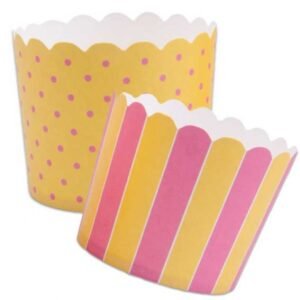 Tacinhas cupcake amarelo e rosa 12un