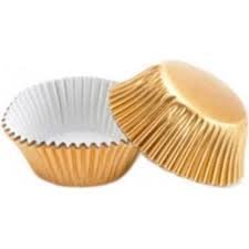 Tacinhas cupcake ouro 24 un
