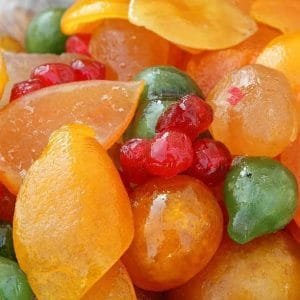 Fruta cristalizada inteira
