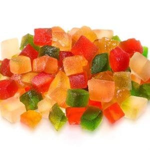 Fruta cristalizada picada