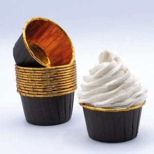 Tacinhas de cupcake castanhas e ouro
