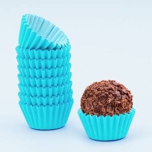 Tacinhas de brigadeiro azul tiffany