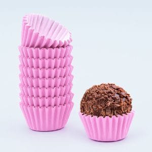 Tacinhas de brigadeiro rosa bebé